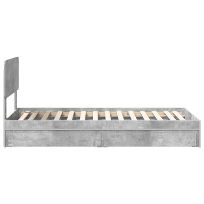 vidaXL Storage Bed Concrete Grey 90 x 190 cm Engineered Wood