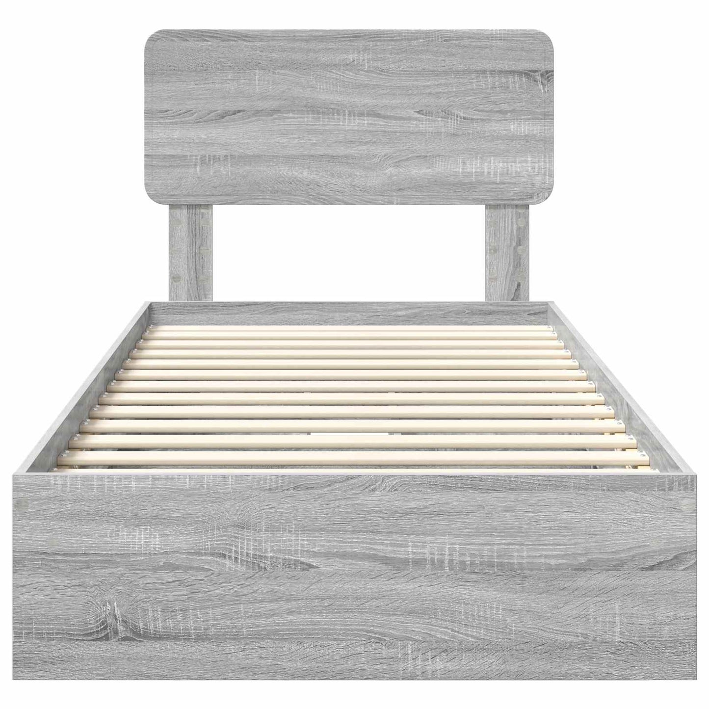vidaXL Storage Bed with Drawer Grey Sonoma 90 x 190 cm Engineered Wood