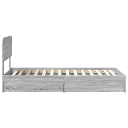 vidaXL Storage Bed with Drawer Grey Sonoma 90 x 190 cm Engineered Wood