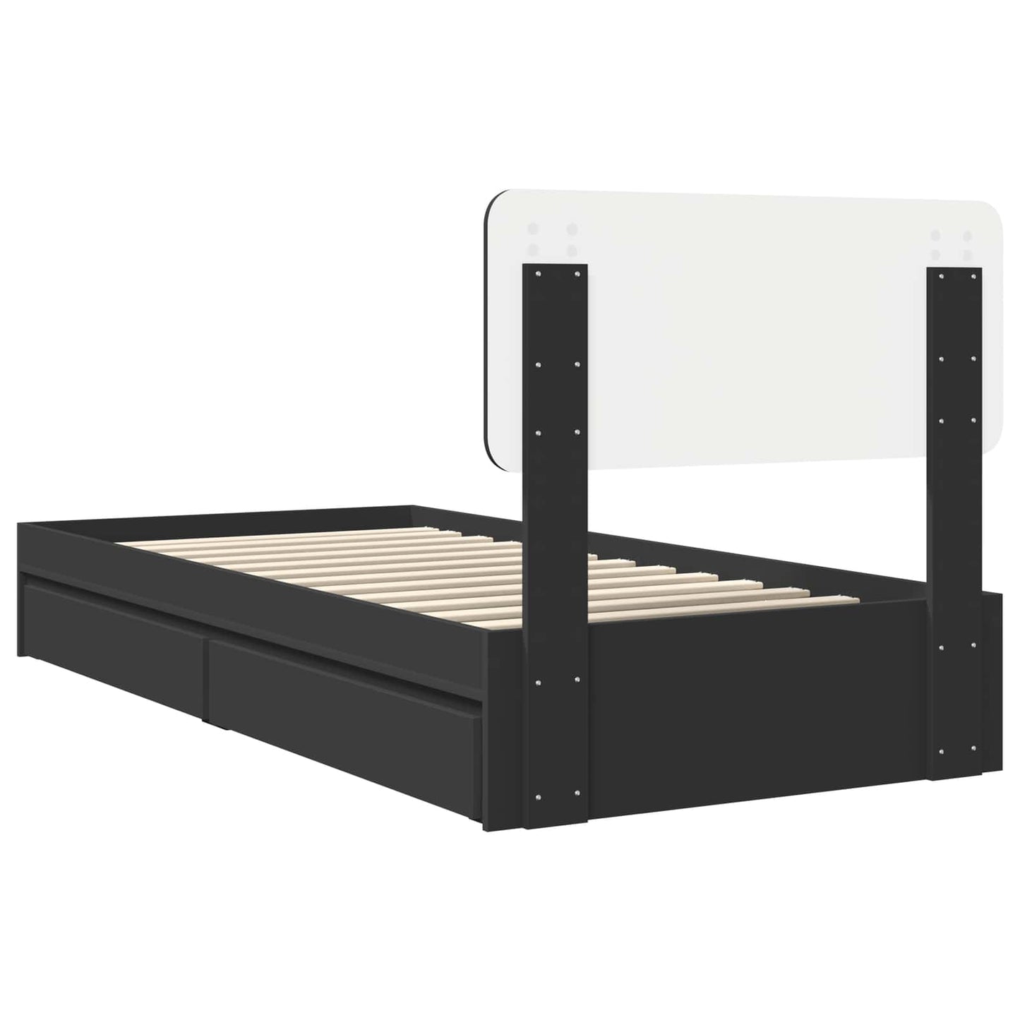 vidaXL Storage Bed with Headboard Black 75 x 190 cm Engineered Wood