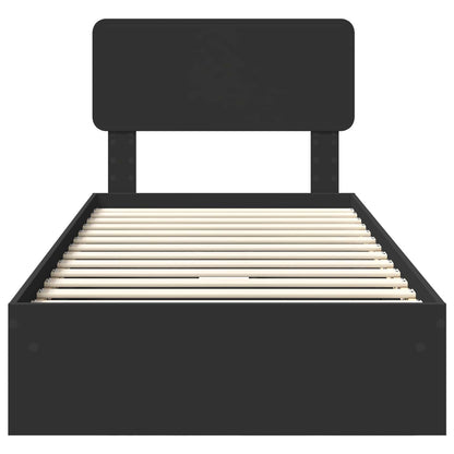 vidaXL Storage Bed with Headboard Black 75 x 190 cm Engineered Wood