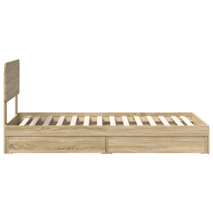 vidaXL Storage Bed with Drawer Sonoma Oak 75 x 190 cm Engineered Wood