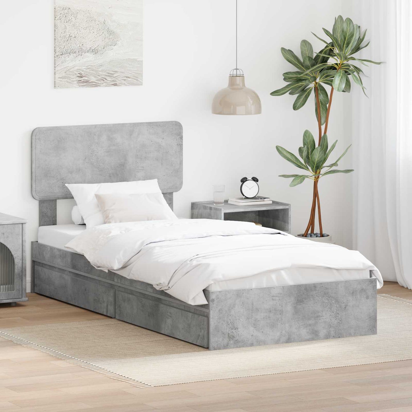 vidaXL Storage Bed Concrete Grey 70 x 190 cm Engineered Wood
