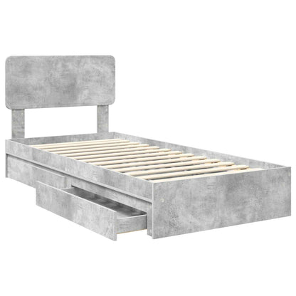 vidaXL Storage Bed Concrete Grey 70 x 190 cm Engineered Wood