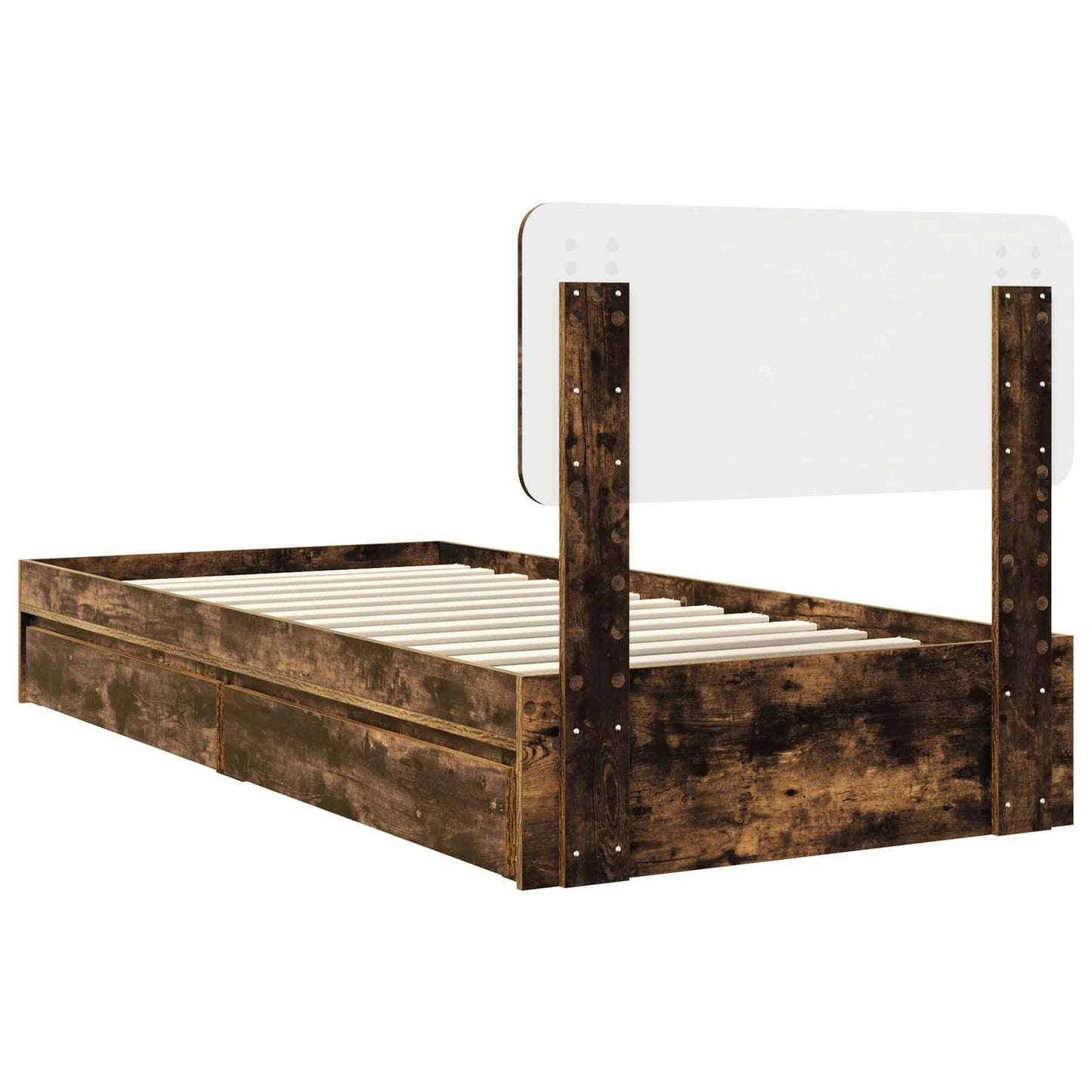 vidaXL Storage Bed with Drawer Smoked Oak 75 x 190 cm Engineered Wood
