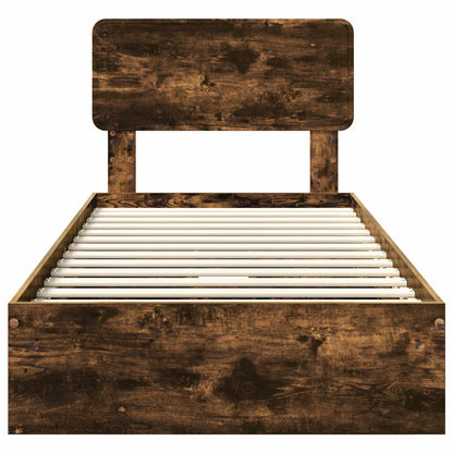 vidaXL Storage Bed with Drawer Smoked Oak 75 x 190 cm Engineered Wood