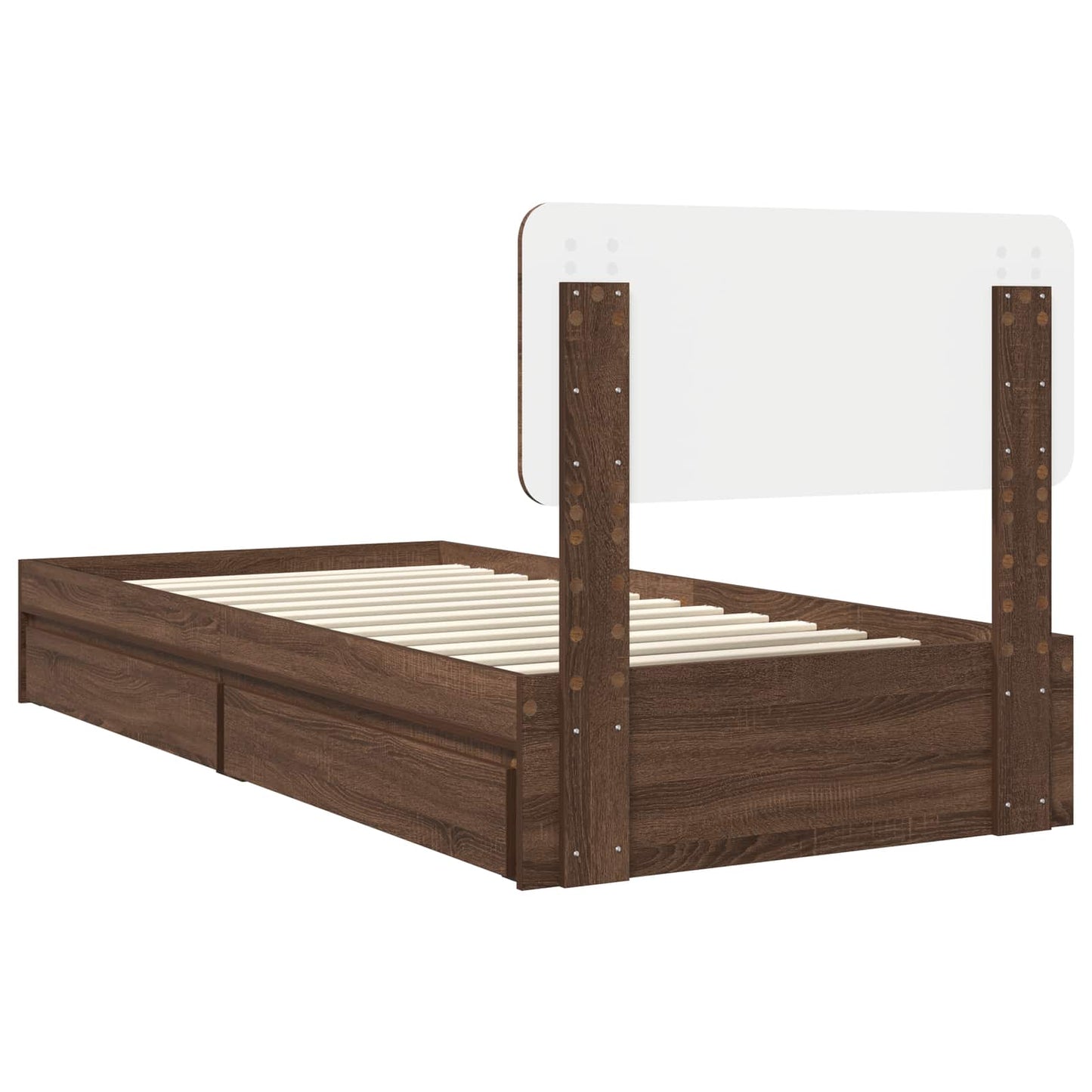 vidaXL Storage Bed with Drawer Brown Oak 75 x 190 cm Engineered Wood