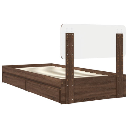 vidaXL Storage Bed with Drawer Brown Oak 75 x 190 cm Engineered Wood