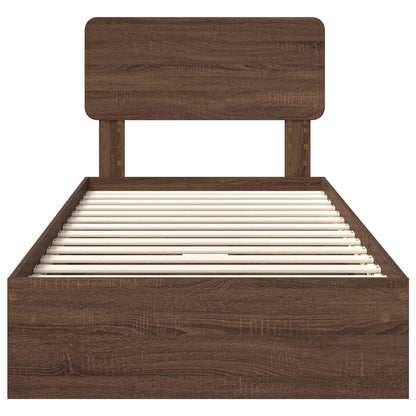 vidaXL Storage Bed with Drawer Brown Oak 75 x 190 cm Engineered Wood