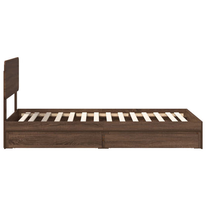 vidaXL Storage Bed with Drawer Brown Oak 75 x 190 cm Engineered Wood