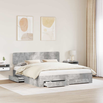 vidaXL Bed Frame Concrete Grey 200 x 200 cm Engineered Wood