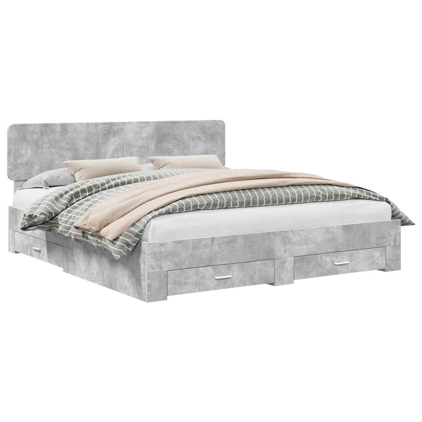 vidaXL Bed Frame Concrete Grey 200 x 200 cm Engineered Wood