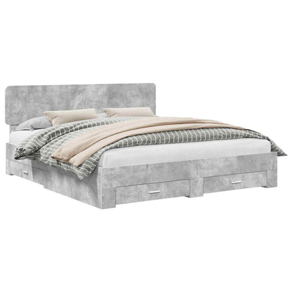 vidaXL Bed Frame Concrete Grey 200 x 200 cm Engineered Wood
