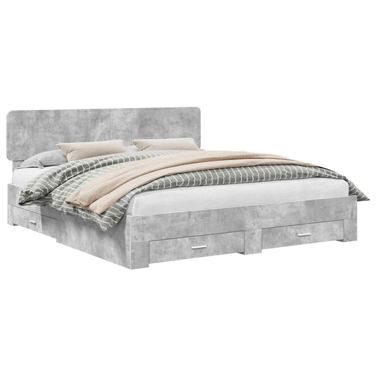 vidaXL Bed Frame Concrete Grey 200 x 200 cm Engineered Wood