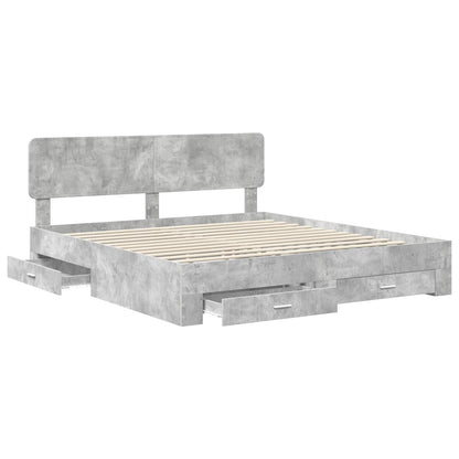 vidaXL Bed Frame Concrete Grey 200 x 200 cm Engineered Wood