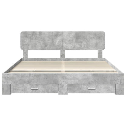 vidaXL Bed Frame Concrete Grey 200 x 200 cm Engineered Wood