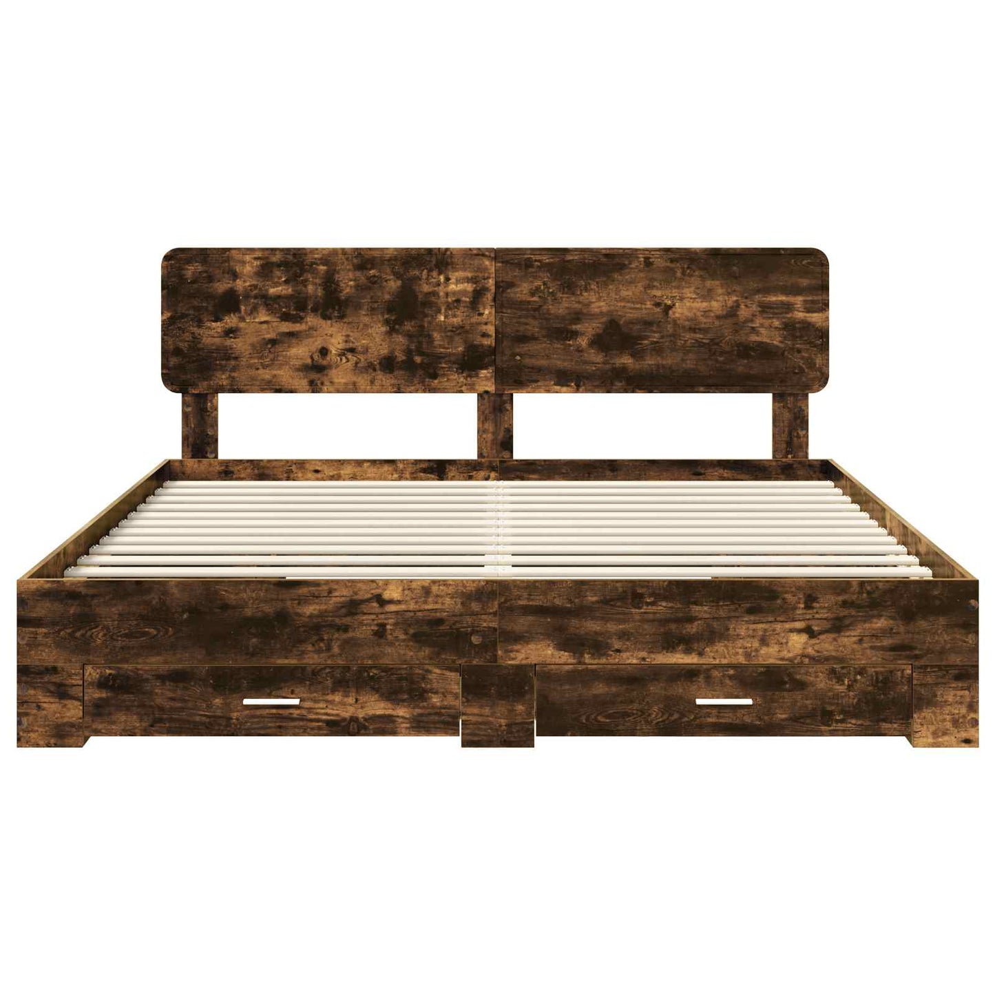 vidaXL Bed Frame with Drawer Smoked Oak 200 x 200 cm Engineered Wood