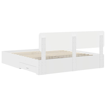 vidaXL Bed Frame with Headboard White 180 x 200 cm Engineered Wood