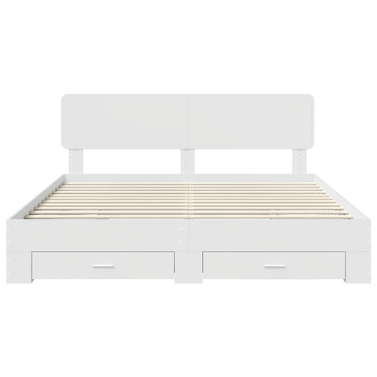 vidaXL Bed Frame with Headboard White 180 x 200 cm Engineered Wood