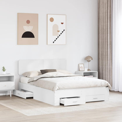 vidaXL Bed Frame with Headboard White 160 x 200 cm Engineered Wood