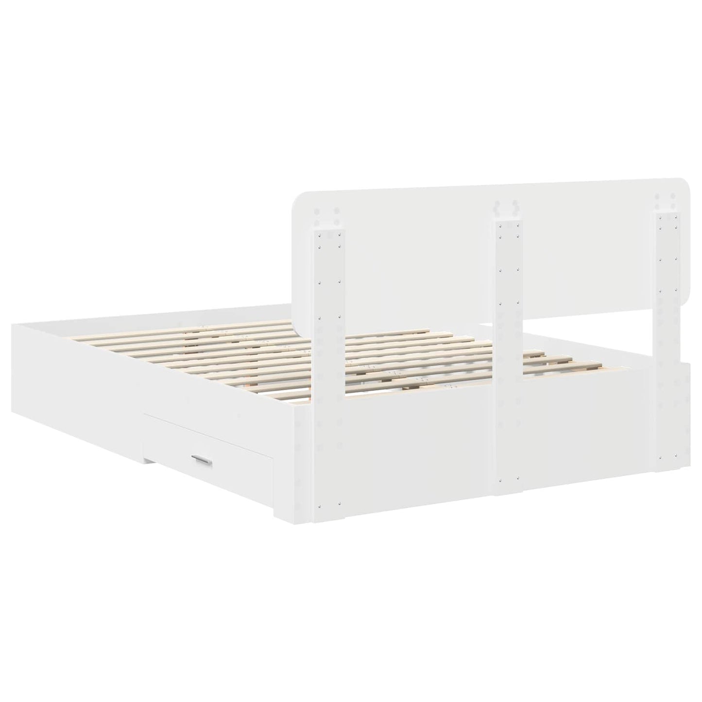 vidaXL Bed Frame with Headboard White 160 x 200 cm Engineered Wood