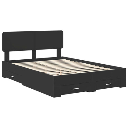 vidaXL Bed Frame with Headboard Black 150 x 200 cm Engineered Wood