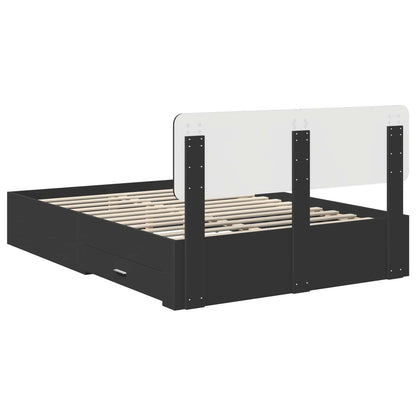 vidaXL Bed Frame with Headboard Black 150 x 200 cm Engineered Wood