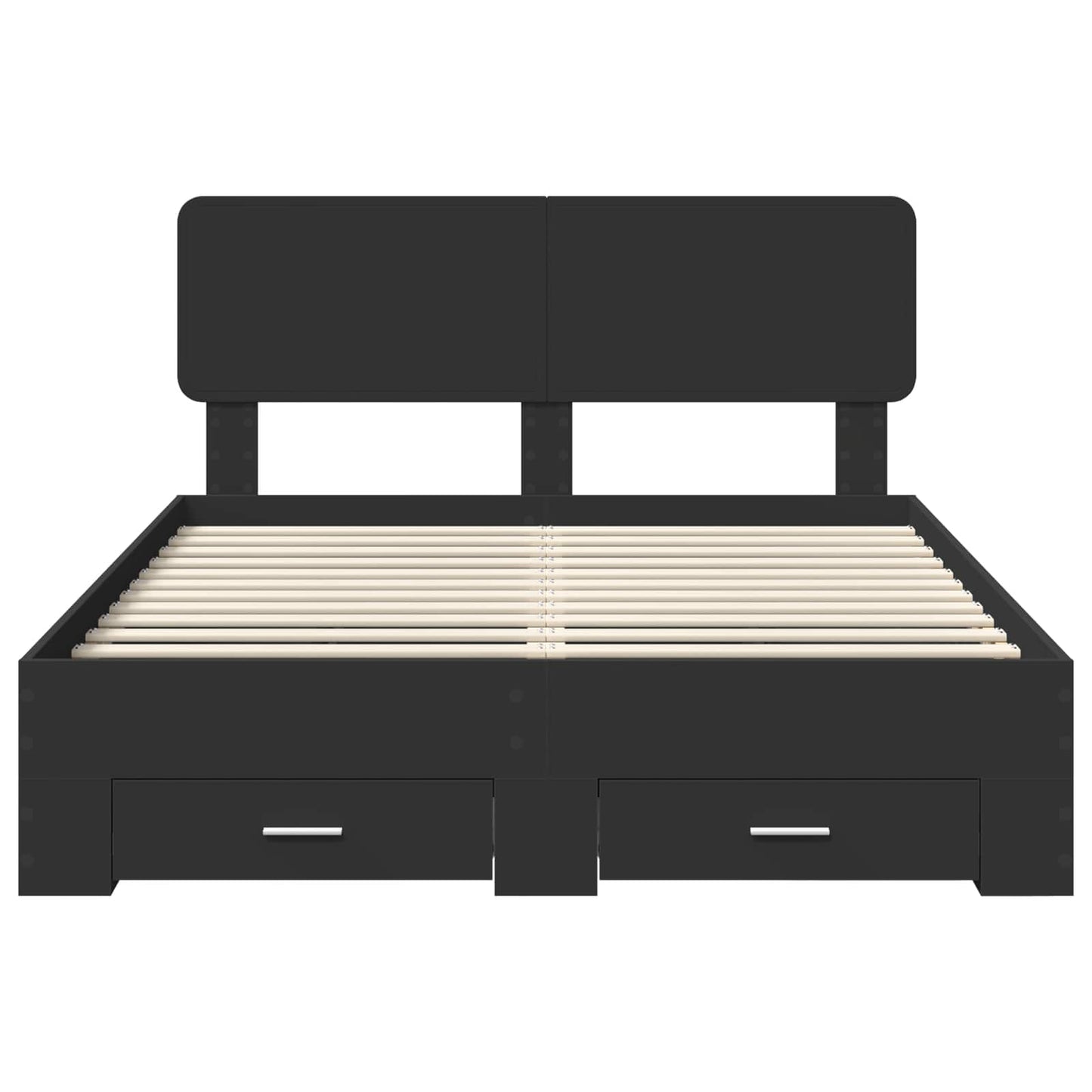 vidaXL Bed Frame with Headboard Black 150 x 200 cm Engineered Wood