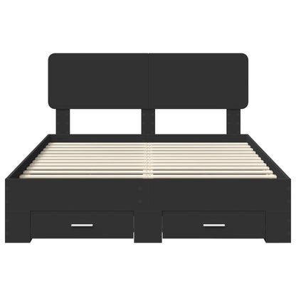 vidaXL Bed Frame with Headboard Black 150 x 200 cm Engineered Wood