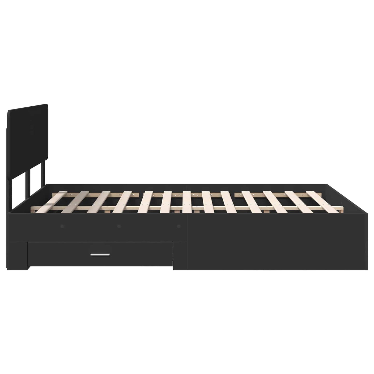 vidaXL Bed Frame with Headboard Black 150 x 200 cm Engineered Wood