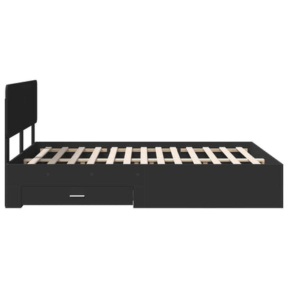 vidaXL Bed Frame with Headboard Black 150 x 200 cm Engineered Wood