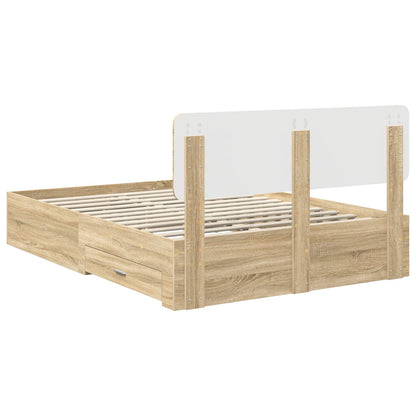 vidaXL Bed Frame with Drawer Sonoma Oak 150 x 200 cm Engineered Wood