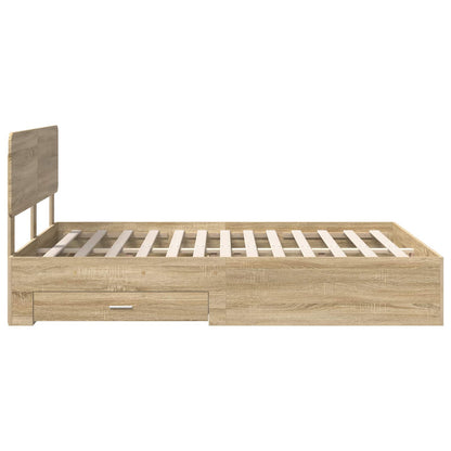 vidaXL Bed Frame with Drawer Sonoma Oak 150 x 200 cm Engineered Wood