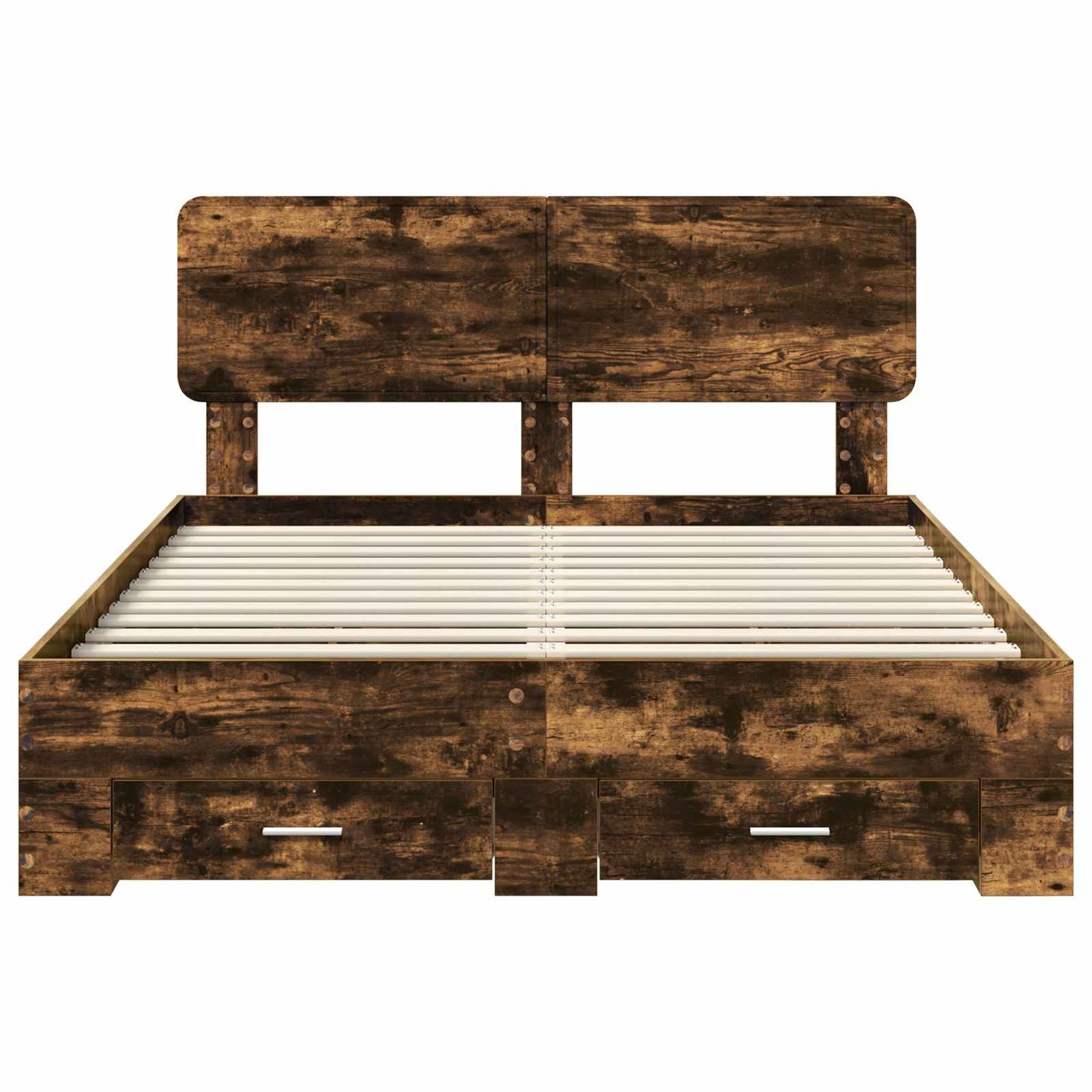 vidaXL Bed Frame with Drawer Smoked Oak 150 x 200 cm Engineered Wood