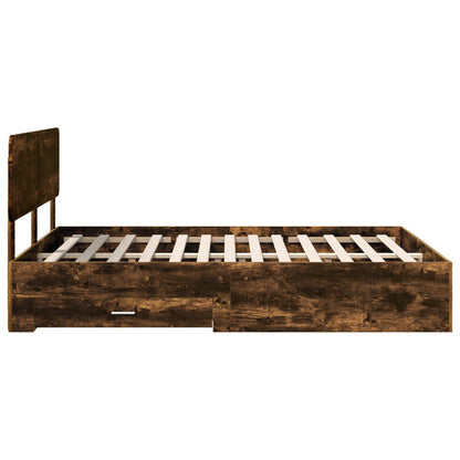 vidaXL Bed Frame with Drawer Smoked Oak 150 x 200 cm Engineered Wood
