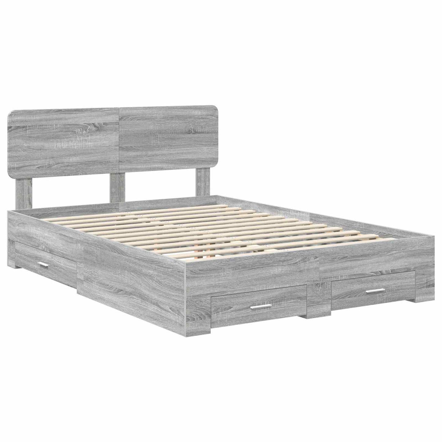 vidaXL Bed Frame with Drawer Grey Sonoma 150 x 200 cm Engineered Wood