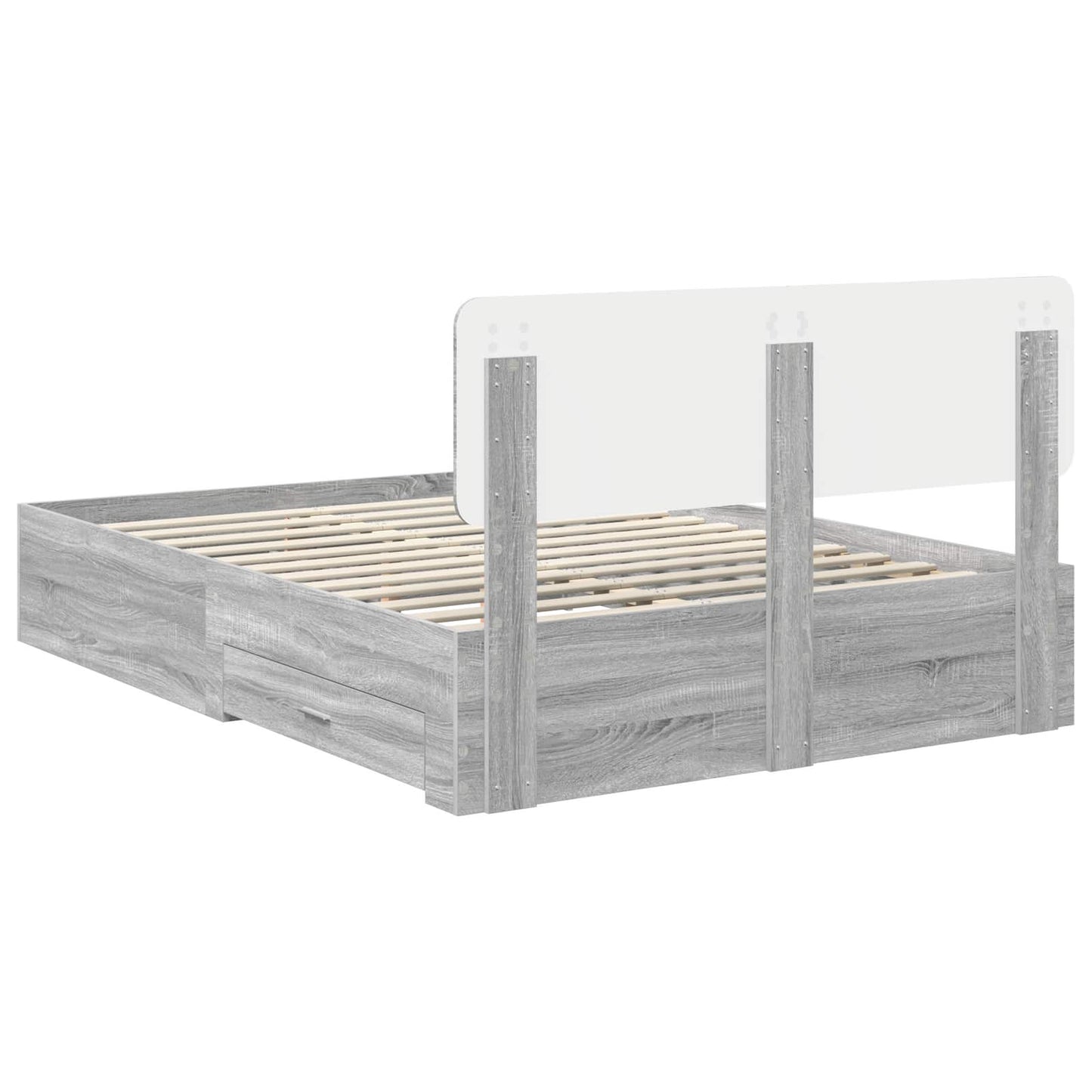 vidaXL Bed Frame with Drawer Grey Sonoma 150 x 200 cm Engineered Wood