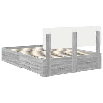 vidaXL Bed Frame with Drawer Grey Sonoma 150 x 200 cm Engineered Wood