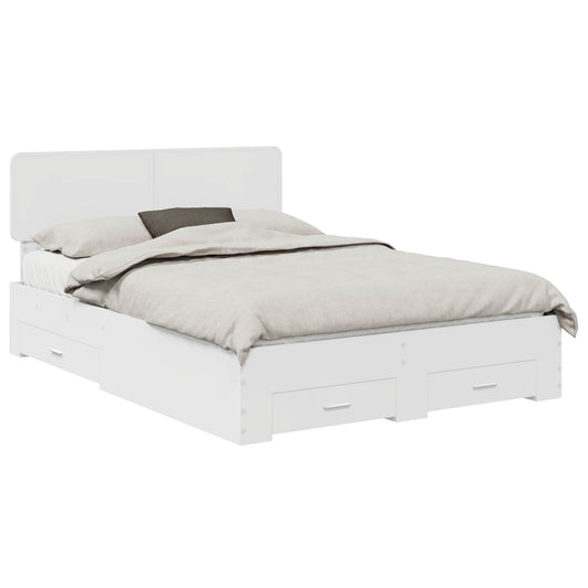 vidaXL Bed Frame with Headboard White 140 x 200 cm Engineered Wood