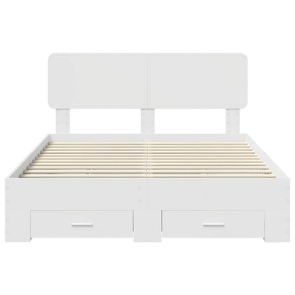vidaXL Bed Frame with Headboard White 140 x 200 cm Engineered Wood
