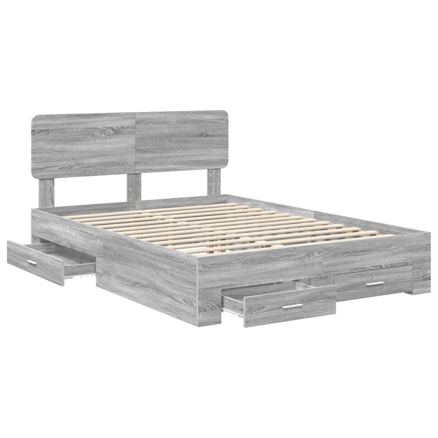 vidaXL Bed Frame with Drawer Grey Sonoma 140 x 200 cm Engineered Wood