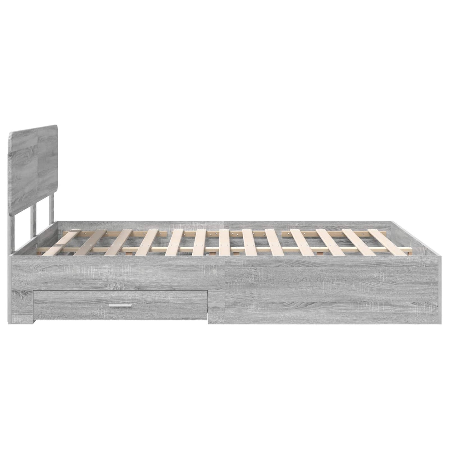 vidaXL Bed Frame with Drawer Grey Sonoma 140 x 200 cm Engineered Wood