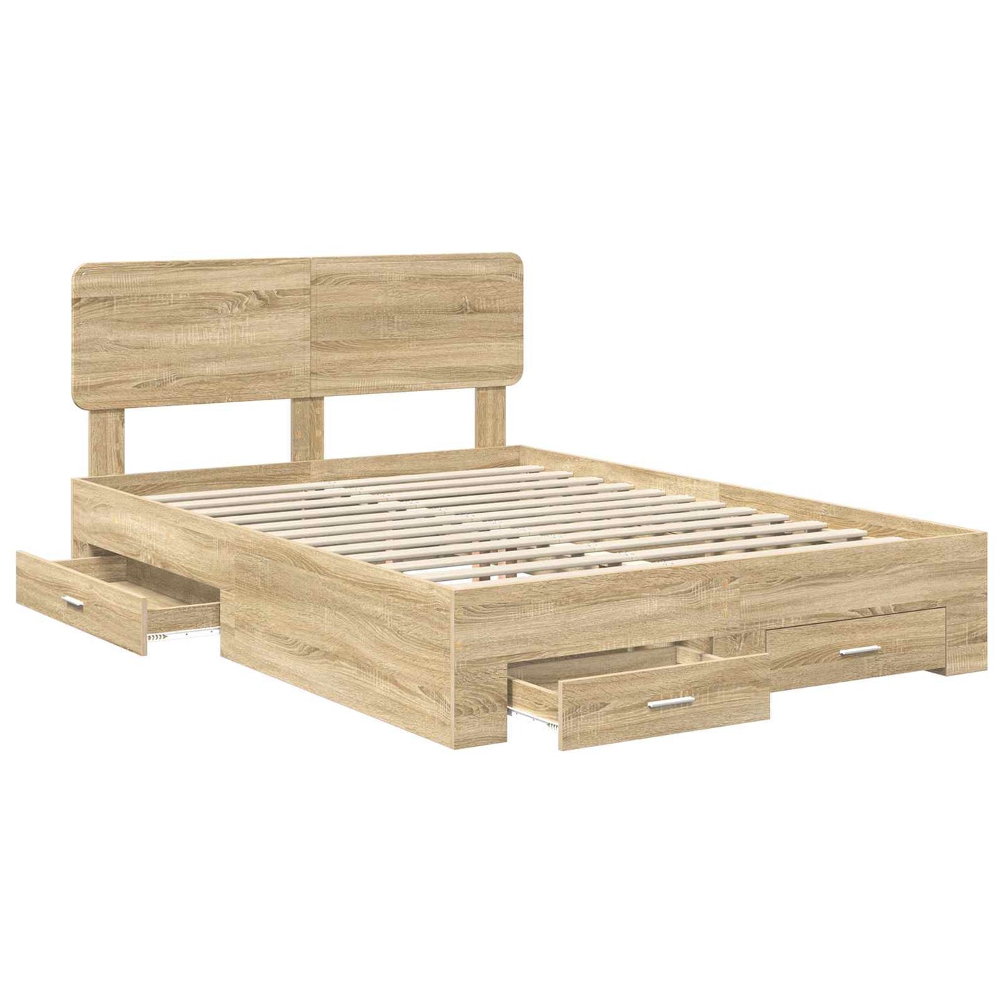 vidaXL Bed Frame with Drawer Sonoma Oak 140 x 190 cm Engineered Wood