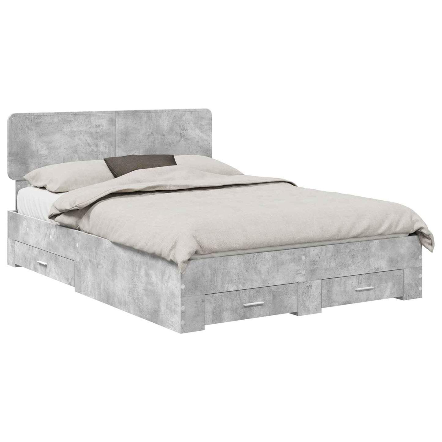 vidaXL Bed Frame Concrete Grey 140 x 190 cm Engineered Wood