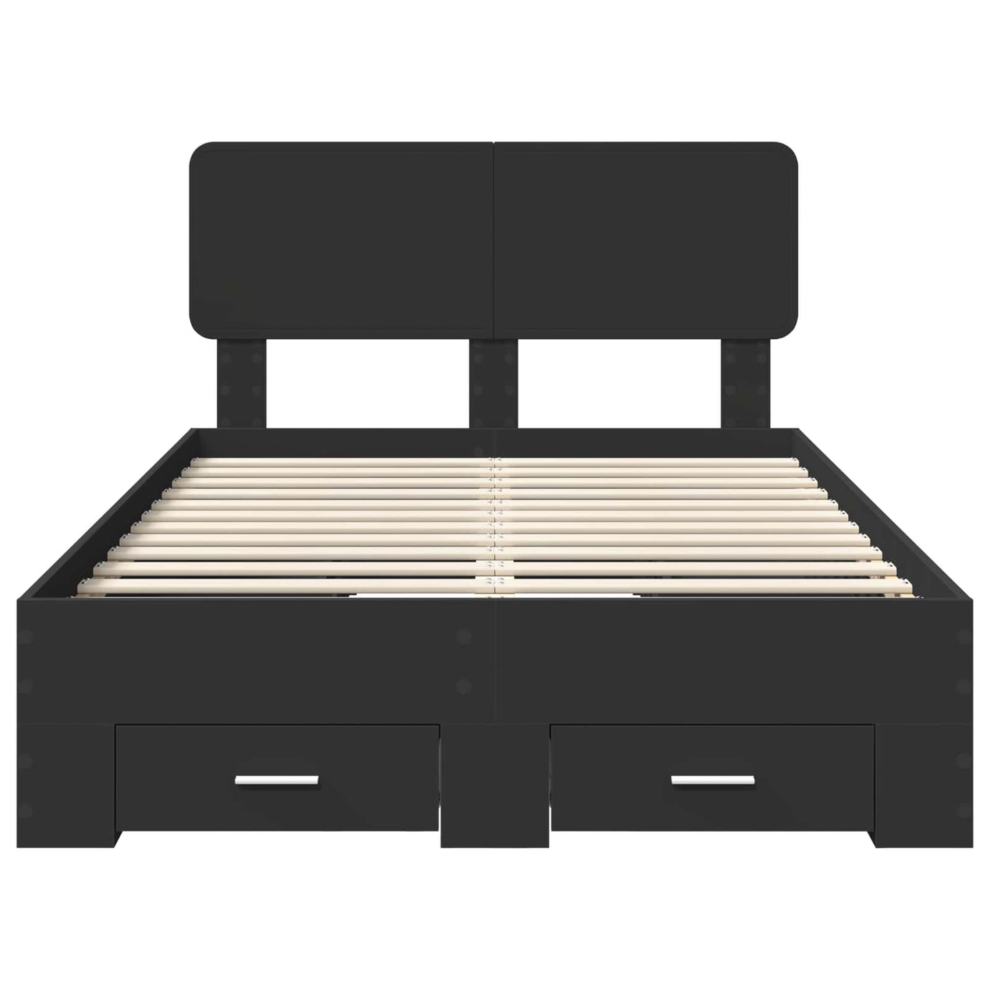 vidaXL Bed Frame with Headboard Black 135 x 190 cm Engineered Wood