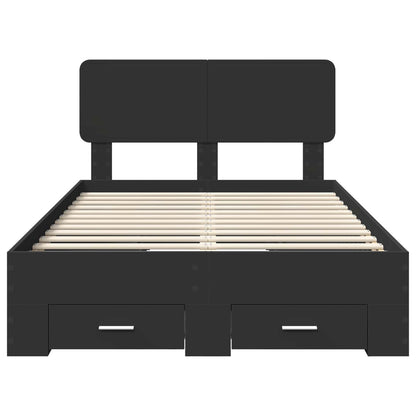 vidaXL Bed Frame with Headboard Black 135 x 190 cm Engineered Wood