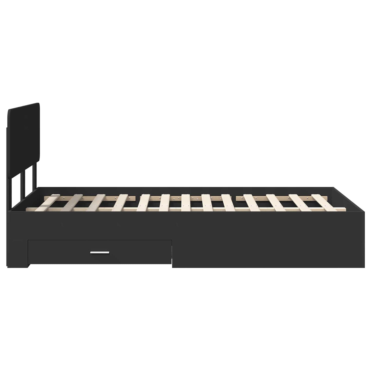 vidaXL Bed Frame with Headboard Black 135 x 190 cm Engineered Wood