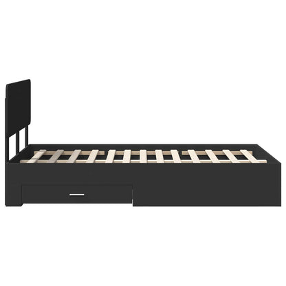 vidaXL Bed Frame with Headboard Black 135 x 190 cm Engineered Wood