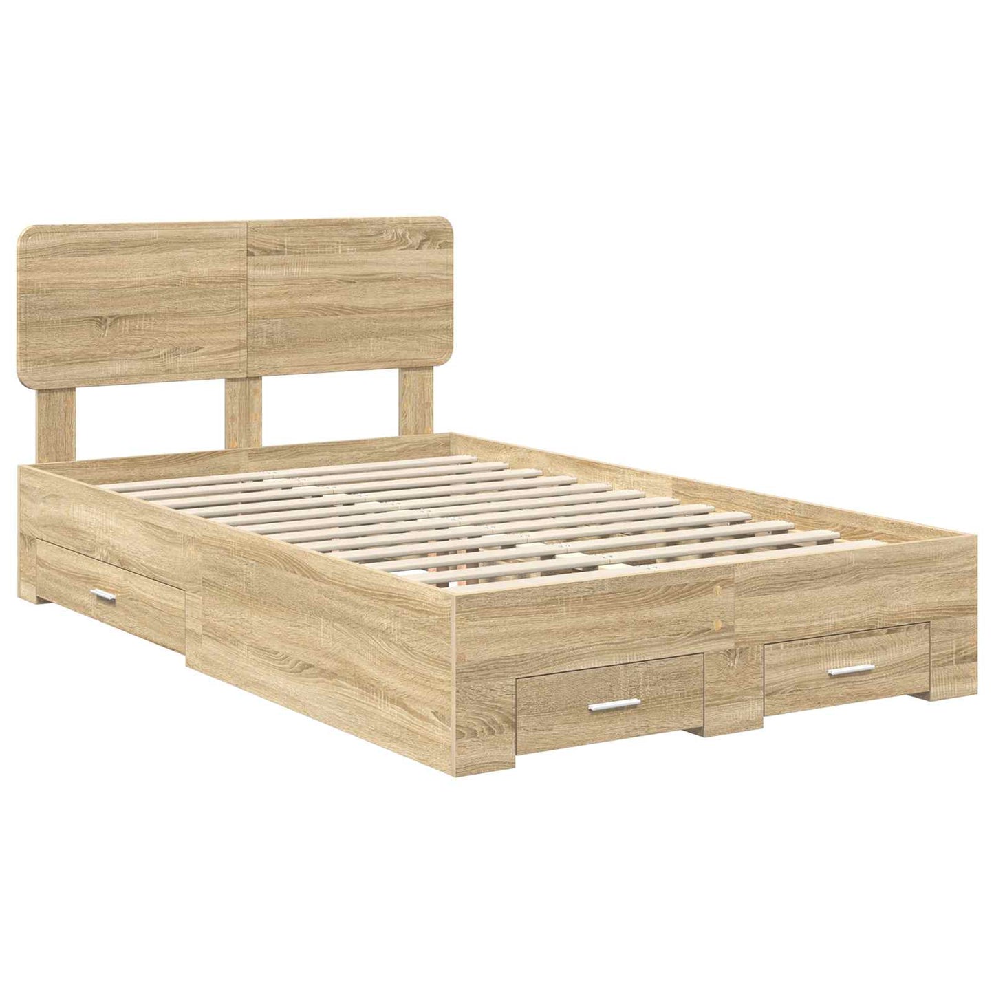 vidaXL Bed Frame with Drawer Sonoma Oak 135 x 190 cm Engineered Wood