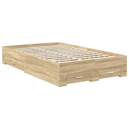 vidaXL Bed Frame with Drawer Sonoma Oak 135 x 190 cm Engineered Wood